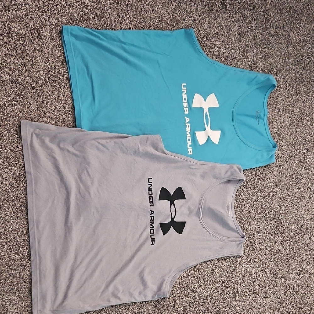 Under Armour Mens Tank Tops - Aqua Blue and Light Gray